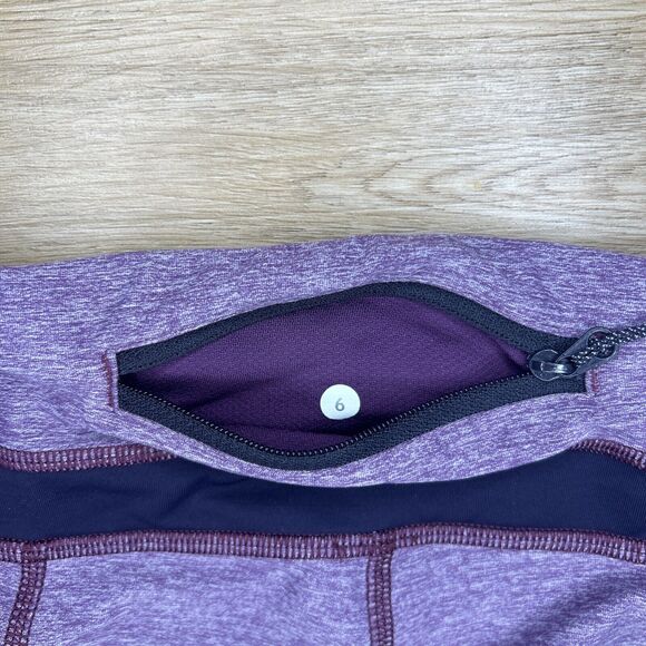 Lululemon Woman’s 6 Purple Run Inspire Crop II Leggings Zipper Pocket Adjust - Picture 6 of 6